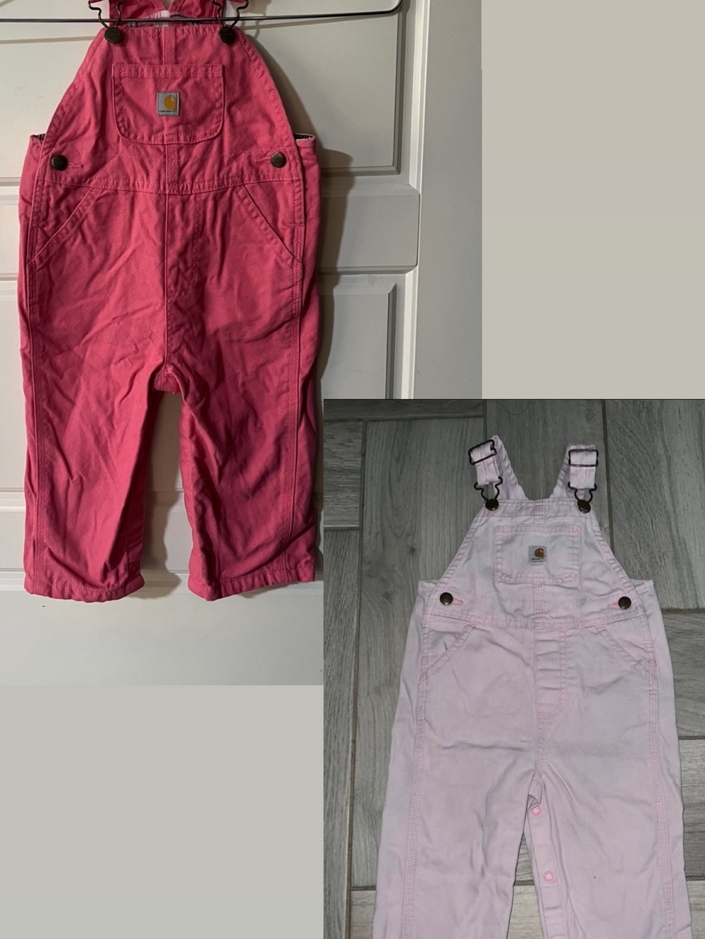 Carhartt Kids Pink & Light Pink Overalls - Durable Cotton Bib